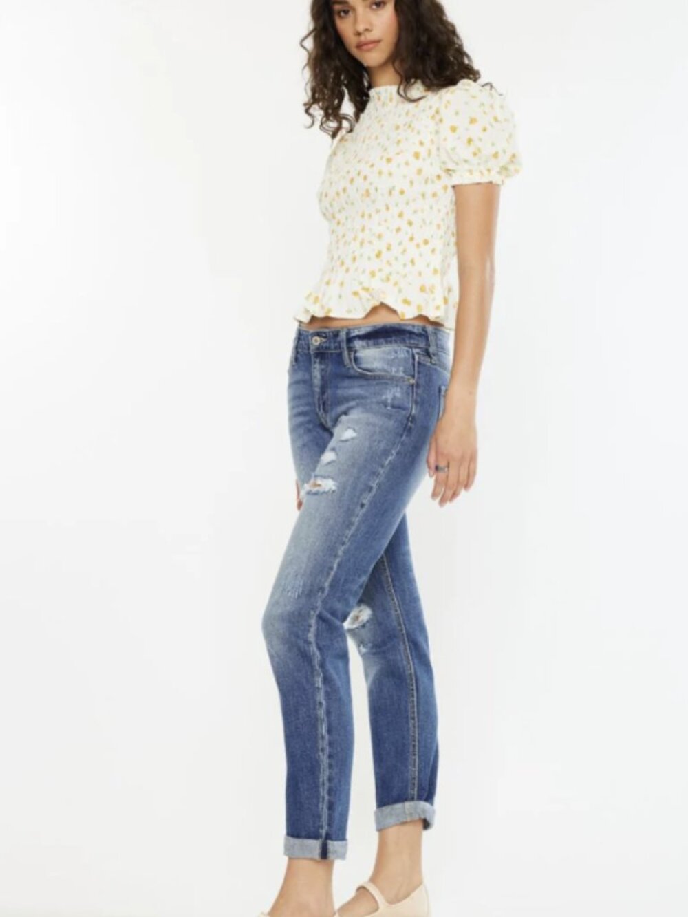 Kan Can Aries Mid Rise Slim Boyfriend Fit Medium Wash Ultra-Comfortable Jeans